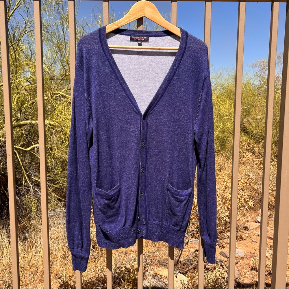 ⬇️💲ROUNDTREE & YORKE Mens Button Cardigan Size M Color Blue
